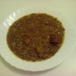 Sopa de Lentilhas com Chouriço e Bacon