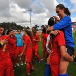 Festa da equipe feminina sub-19 com a classificação para as finais da Eurocopa Festa da equipe feminina sub-19 com a classificação para as finais da Eurocopa