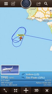 Screenshot do Flightradar24, reportando os problemas com o TP85.  Crédito da imagem: Nuno Pires/Plane Spotters Portugal.